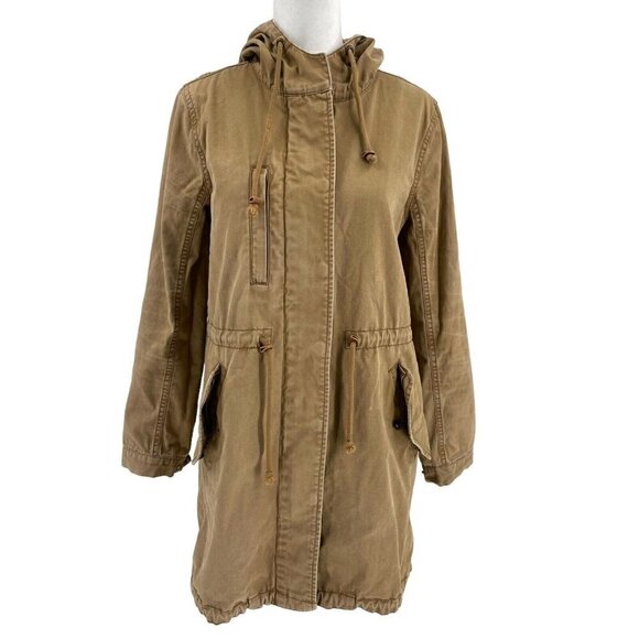 Madewell Lightweight Fishtail Anorak Utility Jacket Hooded Camel Brown size XS - Picture 1 of 9